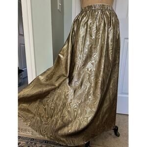 Vintage Y2K Metallic Gold skirt Party Maxi full glam holiday formal jacquardM/L